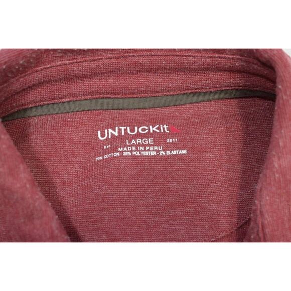 Untuckit Golf Polo Performance Long Sleeve Dark Red Shirt Mens Size Large - Picture 9 of 10